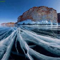 Frozen Lake Baikal, Siberia