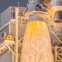 Artemis II SLS clearing the tower