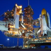 The Space Shuttle before dawn