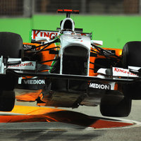 Force India F1 car takes off, Singapore Grand Prix, Spetember 24, 2010