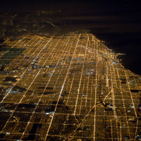 Chicago at night, from 35,000 feet