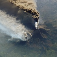 Mount Etna eruption as seen from the International Space Station, 2002