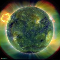 A multiwavelength extreme ultraviolet image of the sun