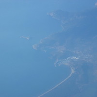 Monte Argentario, airplane view of Porto Ercole+Feniglia (Touscany, Italy, 2005)