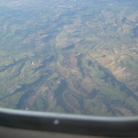 Landing in Rome, airplane view of country side (Lazio, Italy 2005)