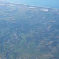 Landing in Rome, airplane view of country side (Lazio, Italy 2005)