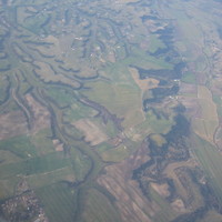 Country side drawings, airplane view of landing in Rome (Lazio, Italy 2005)