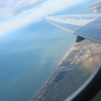 The beach, airplane view of landing in Rome (Lazio, Italy 2005)