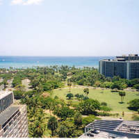 Hawaii: view from my hotell bedroom in Honolulu (2003)