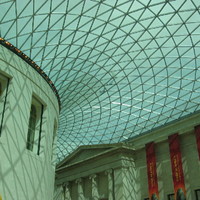 Cleaning the roof of the british museum in London