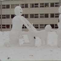 A happy snow family