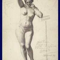 courbet - sketch of nude woman