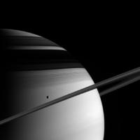 Tethys and Saturn's Rings