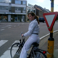 Girl with String on bike