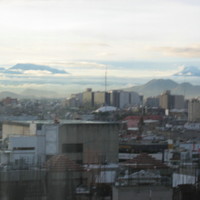 The 2 Vulcanos of Mexico City seen from my hotel room (Mexico 2005)