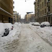 A Finnish street after a snow storm