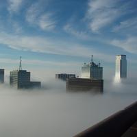 Downtown Dallas during a recent foggy mornin