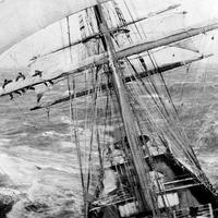 The full-rigged ship Garthsnaid in heavy seas 1920