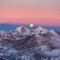 February's Snow Moon from the summit of one of Colorado's 14ers