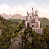 Neuschwanstein Castle (1890s photochrom print)