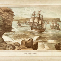 Australia, The First Fleet, entering Port Jackson, January 26, 1788