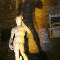 The "David" illuminated to protest against death sentence, Florence 2005