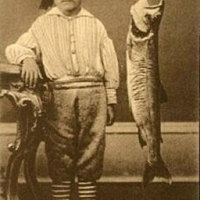 1873 - BOY CATCHES TROUT WITH NOSE!