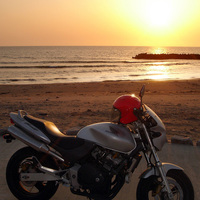 My bike in sunset (Izumozaki, Japan)