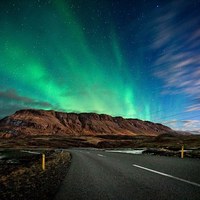 Northern lights at Hvalfjorour fjord in Akranes near Reykjavik