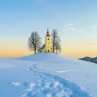 Church on a snowy hill