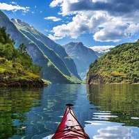 Kayaking in Nærøyfjord Norway