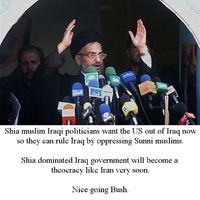 Bush frees Shia to oppress Sunni. What a dumbass !