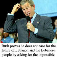 Bush exhausts brain making excuses about Lebanon-Israel conflict