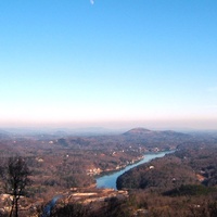 The view from Chimney Rock, NC (yes, that is really the moon. Not Photoshopped!)