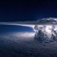The top of a thunderstorm in the troposphere.