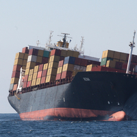 The 236m cargo vessel Rena strikes Astrolabe Reef near Tauranga Harbour