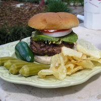 One of TJ's burgers