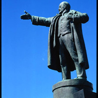 Monument to Vladimir Lenin in front of Finlandsky railway terminal