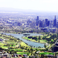 Melbourne, Australia from Albert Park (site of Australian F1 Grand Prix)