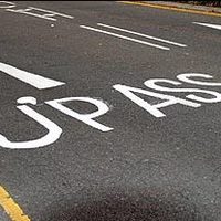 Underpass road marking in UK