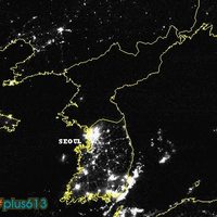 North vs South Korea by night