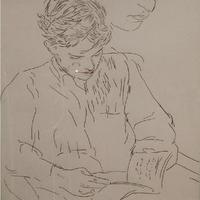 David Hockney drawing of Raymond Foye