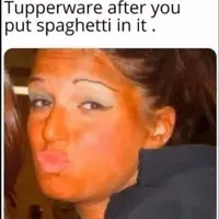 Tupperware spaghetti face