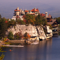 The Mohonk Mountain House as seen from beyond Lake Mohonk; New Paltz, New York