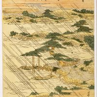 Katsushika Hokusai - Night Rain on Karasaki Pine