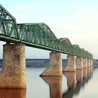 Railroad Bridge across Irtysh or the Tobol rivers in Siberia