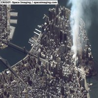 Twin Towers burning from space