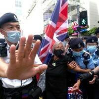 Protester With British Flag Arrested, Hong Kong
