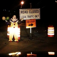 Clown doing public service
