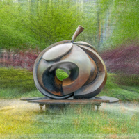 Apple Sculpture on Hudson Rive Path NYC by Jonathan Halfacre